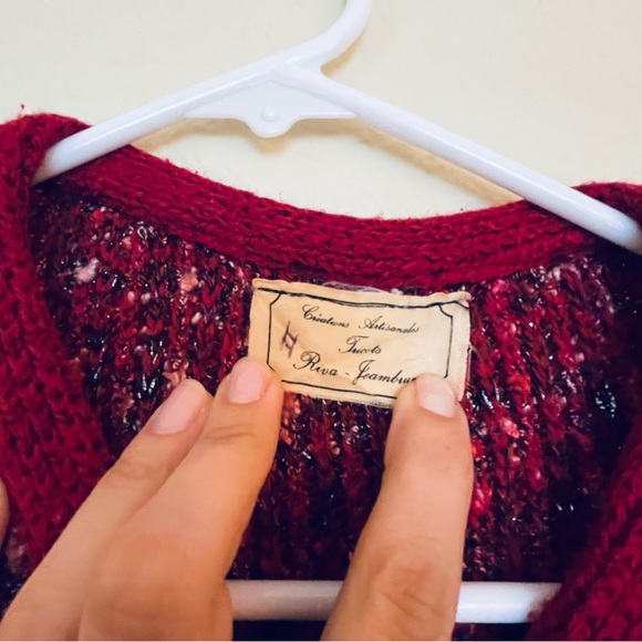 Red Tricots Riva Jeambrun Vintage Patchwork Knit Sweater Cardigan - Picture 6 of 9